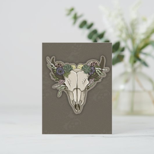 Beauty Boho Scull Postkarte (Stehend Vorderseite)