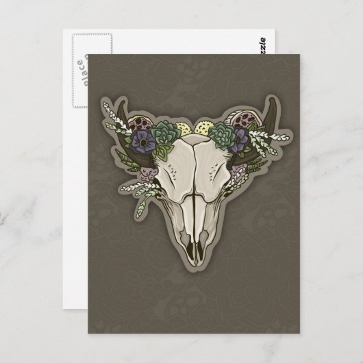 Beauty Boho Scull Postkarte (Vorne/Hinten)