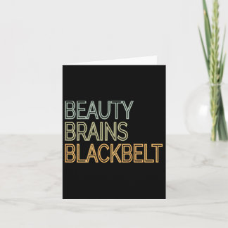 Beauty Brains Black Belt Karate Taekwondo T Shirt Karte