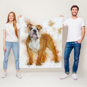 Beauty Bulldog Art Watercolor Bulldog Lover Gesche Fleecedecke