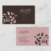 Beauty Business Card Hair Salon Butterfly Pink Visitenkarte (Vorne/Hinten)