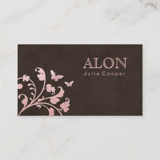 Beauty Business Card Hair Salon Butterfly Pink Visitenkarte (Vorderseite)