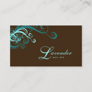 Beauty Business Card Moderne Swirt Nail Salon Blau Visitenkarte