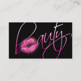 Beauty Business Card Rosa Glossy Lippen Schwarz Visitenkarte