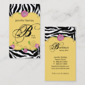 Beauty Business Card Zebra Rose Salon Pink Yellow Visitenkarte (Vorne/Hinten)