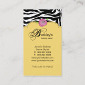 Beauty Business Card Zebra Rose Salon Pink Yellow Visitenkarte (Rückseite)