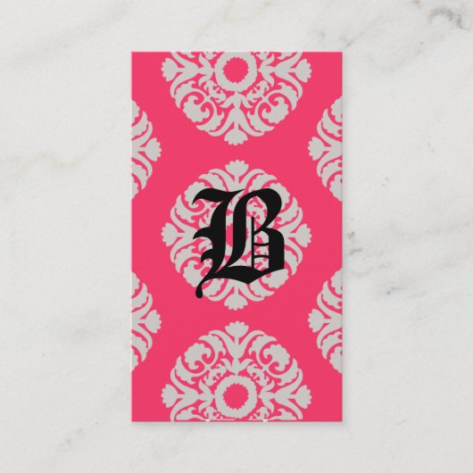Beauty Business Cards Damask Monogram Coral Beige Visitenkarte (Vorderseite)
