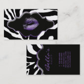 Beauty Business Cards Tier Zebra Lila Liften Visitenkarte (Vorne/Hinten)
