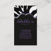 Beauty Business Cards Tier Zebra Lila Liften Visitenkarte (Rückseite)