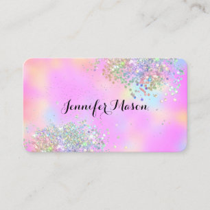 Beauty Business Elegantes Holografisches Glitter R Visitenkarte