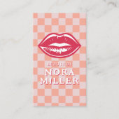Beauty By Retro Pink Checkerboard Lips Makeup Visitenkarte (Vorderseite)