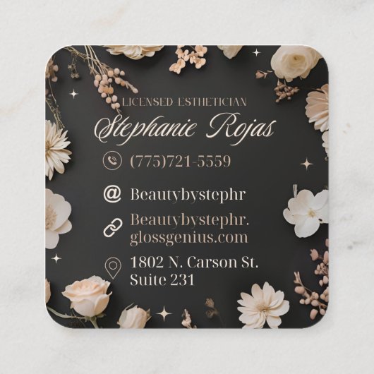 Beauty By Steph R Custom Ordered Square Business C Quadratische Visitenkarte (Rückseite)