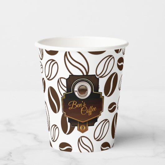 Beauty Coffee Shop Kundenname Pappbecher (Vorderseite)