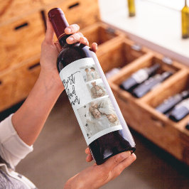 Beauty Collage Foto Bester Vater je Geschenk Weinetikett