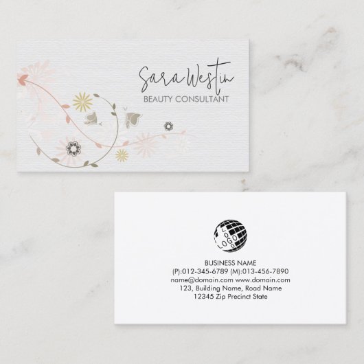 Beauty Consultant Beautician Visitenkarte (Vorne/Hinten)