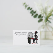Beauty Consultant Classy Red Black Hair Salon Visitenkarte (Stehend Vorderseite)