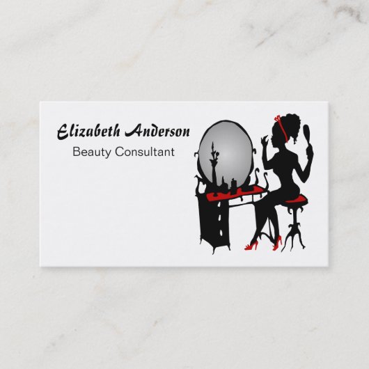 Beauty Consultant Classy Red Black Hair Salon Visitenkarte (Vorderseite)