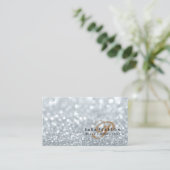 Beauty Consultant Elegante Monogram Silver Sparkle Visitenkarte (Stehend Vorderseite)