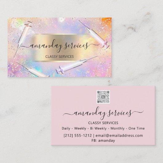 Beauty Cosmetologist Spritze Botox B12 QR Code Visitenkarte (Vorne/Hinten)