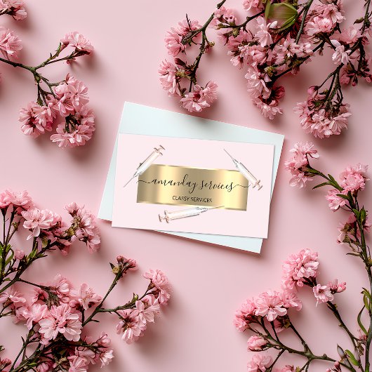 Beauty Cosmetologist Spritze Botox B12 QRCode Pink Visitenkarte