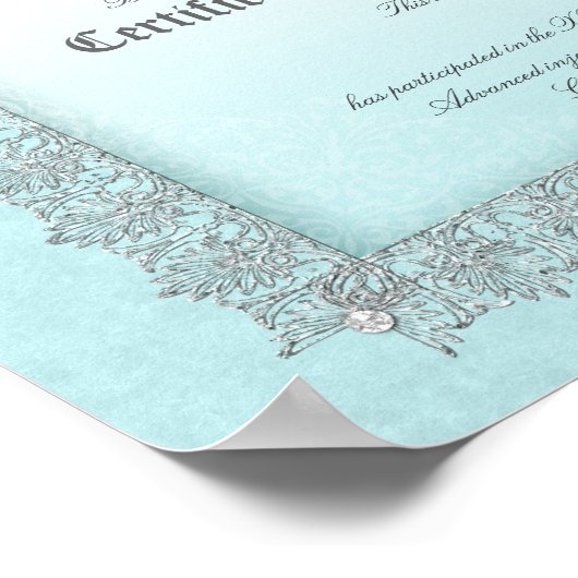 Beauty Diploma Certificate of Completion Blue Poster (Ecke)