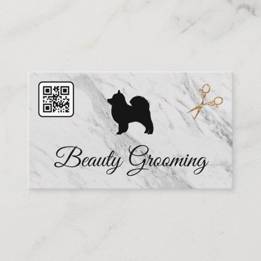 Beauty Dog Grooming Scissors | Marmor | QR-Code Visitenkarte (Vorderseite)