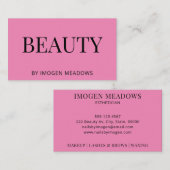 Beauty Esthetician Bold Typografy Dark Pink Visitenkarte (Vorne/Hinten)