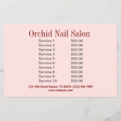 Beauty Esthetician Manicure Nail Salon Preisliste Flyer (Hinten)