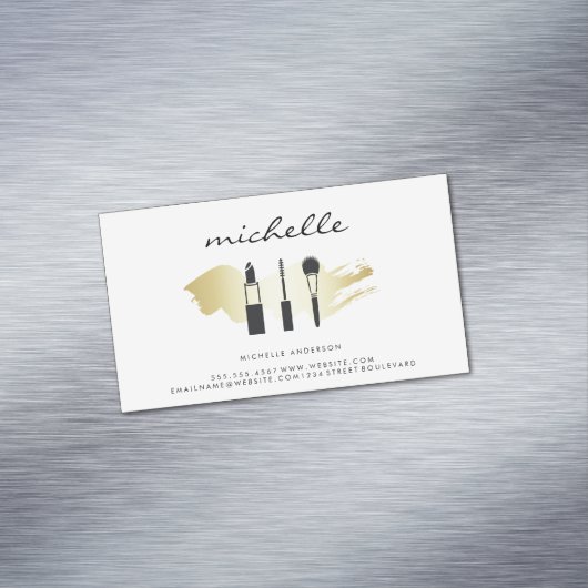 Beauty Fashion Makeup Gold Brushed Magnetische Visitenkarte (Beispiel)