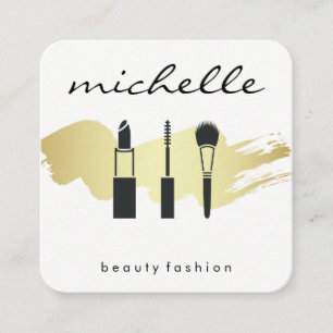 Beauty Fashion Makeup Gold Brushed Quadratische Visitenkarte