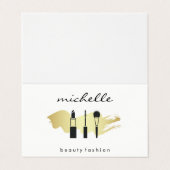 Beauty Fashion Makeup Gold Brushed Visitenkarten (Außenseite Aufgefaltet)