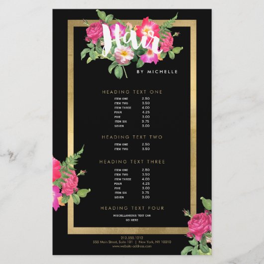Beauty Florals Hair Stylist Black Flyer (Vorne)