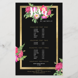 Beauty Florals Hair Stylist Black Flyer