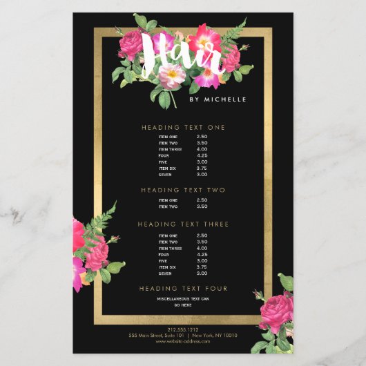 Beauty Florals Hair Stylist Black Flyer (Vorne)