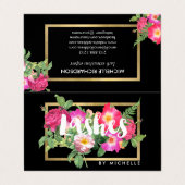 Beauty Florals Lash Extensions Black Aftercare Visitenkarten (Außenseite Aufgefaltet)