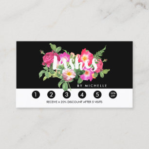 Beauty Florals Lash Extensions Black Loyalty Card Treuekarte