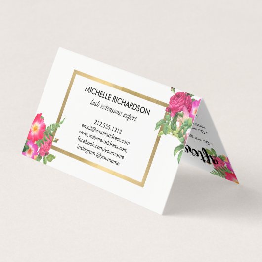Beauty Florals Lash Extensions White Aftercare Visitenkarten (Rückseite)