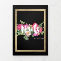 Beauty Florals Nail Salon Black Broschüre