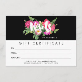 Beauty Florals Nail Salon Black Gift Certificate