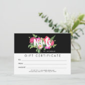 Beauty Florals Nail Salon Black Gift Certificate (Stehend Vorderseite)