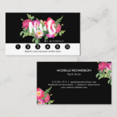 Beauty Florals Nail Salon Black Loyalty Card Treuekarte (Vorne/Hinten)