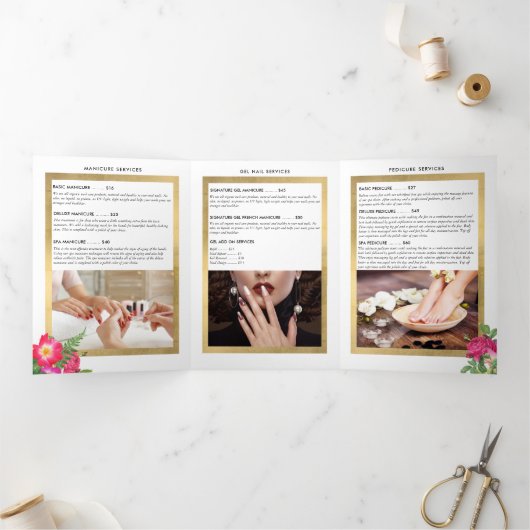 Beauty Florals Nail Salon White Broschüre (Innenseite)