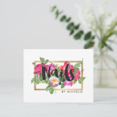 Beauty Florals Nail Salon White Postkarte (Stehend Vorderseite)