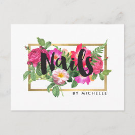 Beauty Florals Nail Salon White Postkarte