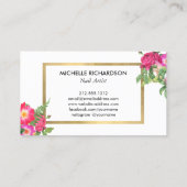 Beauty Florals Nail Salon White Visitenkarte (Rückseite)