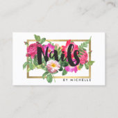 Beauty Florals Nail Salon White Visitenkarte (Vorderseite)