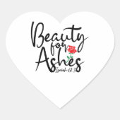 Beauty for Ashes - Isaiah 61:3 Heart Stickers (Vorderseite)