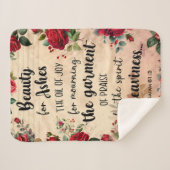 Beauty For Ashes, Isaiah 61:3, Rose-Schrift Sherpadecke (Vorderseite (Horizontal))