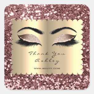 Beauty Funkelnd Glitzer Rose Gold Lashes Vielen Da Quadratischer Aufkleber
