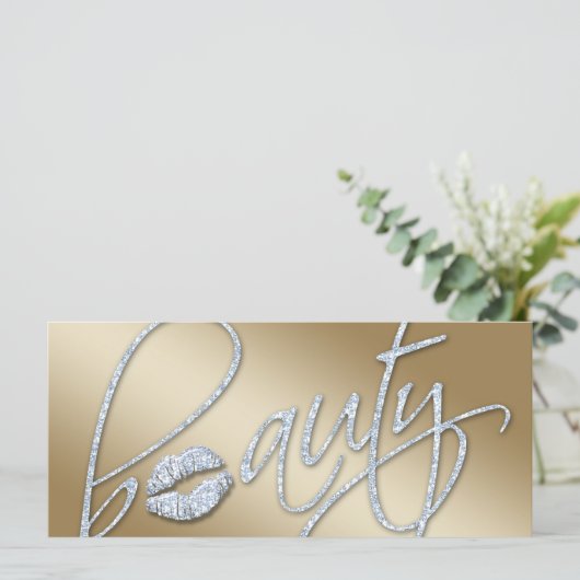 Beauty Gift Certificate Makeust Artist Glitzer Gol (Stehend Vorderseite)